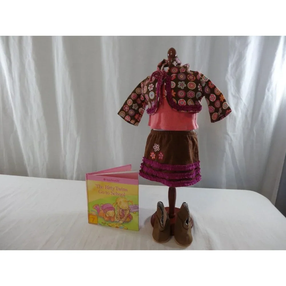 American Girl Bitty Baby Twin School Time Skirt Outfit With Book‎